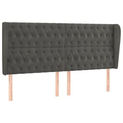 vidaXL Vzglavje z ušesi temno sivo 183x23x118/128 cm žamet