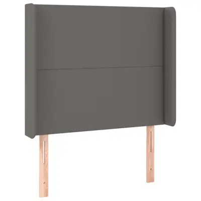 vidaXL Vzglavje z ušesi sivo 93x16x118/128 cm umetno usnje
