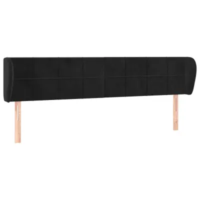 vidaXL Vzglavje z ušesi črno 183x23x78/88 cm žamet