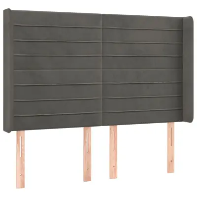 vidaXL Vzglavje z ušesi temno sivo 147x16x118/128 cm žamet