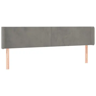 vidaXL Vzglavje z ušesi svetlo sivo 203x16x78/88 cm žamet