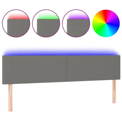 vidaXL LED posteljno vzglavje temno sivo 180x5x78/88 cm blago
