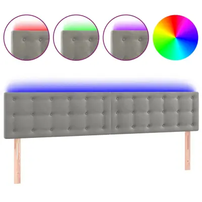 vidaXL LED posteljno vzglavje svetlo sivo 160x5x78/88 cm žamet