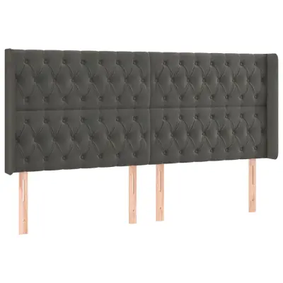 vidaXL Vzglavje z ušesi temno sivo 183x16x118/128 cm žamet