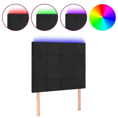 vidaXL LED posteljno vzglavje črno 90x5x118/128 cm žamet