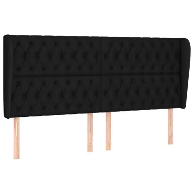 vidaXL Vzglavje z ušesi črno 183x23x118/128 cm blago