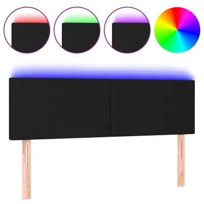 vidaXL LED posteljno vzglavje črno 144x5x78/88 cm blago