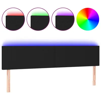 vidaXL LED posteljno vzglavje črno 200x5x78/88 cm blago