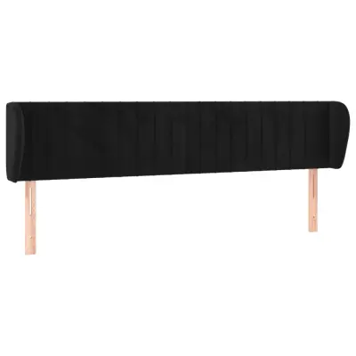vidaXL Vzglavje z ušesi črno 203x23x78/88 cm žamet