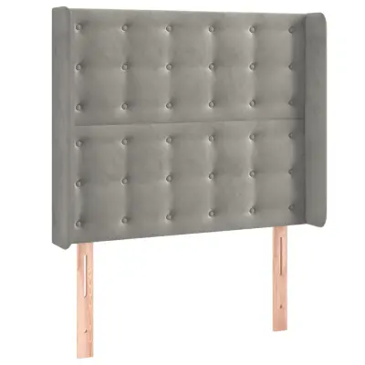 vidaXL Vzglavje z ušesi svetlo sivo 93x16x118/128 cm žamet