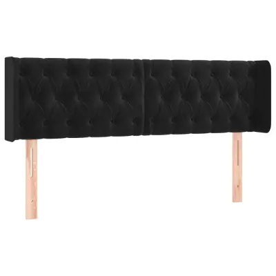 vidaXL Vzglavje z ušesi črno 147x16x78/88 cm žamet