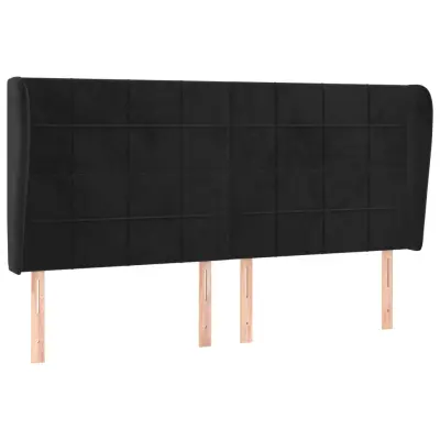 vidaXL Vzglavje z ušesi črno 183x23x118/128 cm žamet