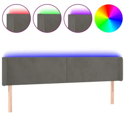 vidaXL LED posteljno vzglavje temno sivo 183x16x78/88 cm žamet