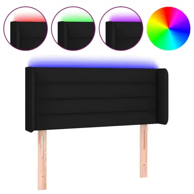 vidaXL LED posteljno vzglavje črno 83x16x78/88 cm blago