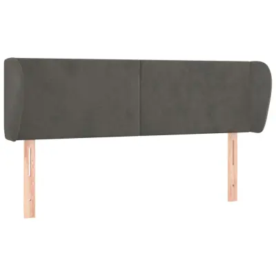 vidaXL Vzglavje z ušesi temno sivo 147x23x78/88 cm žamet