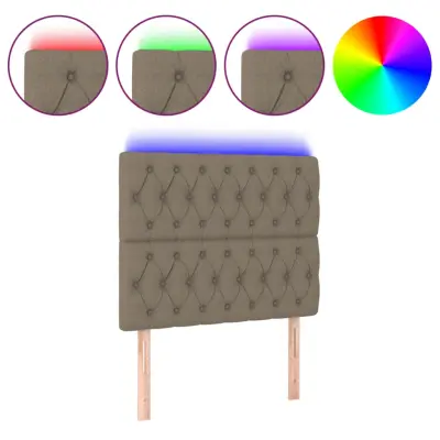 vidaXL LED posteljno vzglavje taupe 90x7x118/128 cm blago