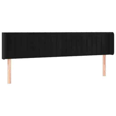 vidaXL Vzglavje z ušesi črno 203x16x78/88 cm žamet