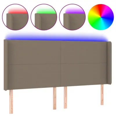 vidaXL LED posteljno vzglavje taupe 183x16x118/128 cm blago