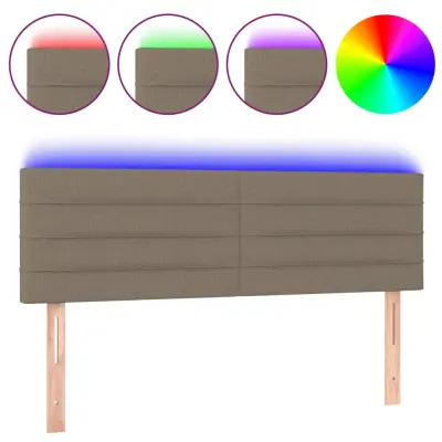 vidaXL LED posteljno vzglavje taupe 144x5x78/88 cm blago