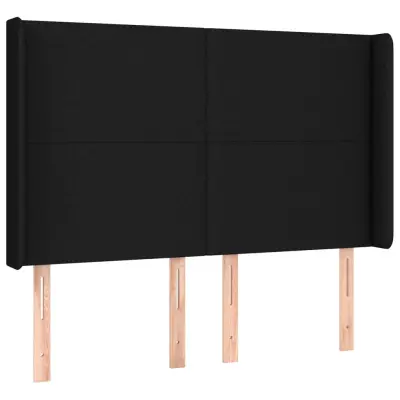 vidaXL Vzglavje z ušesi črno 147x16x118/128 cm blago