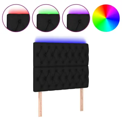 vidaXL LED posteljno vzglavje črno 90x7x118/128 cm blago