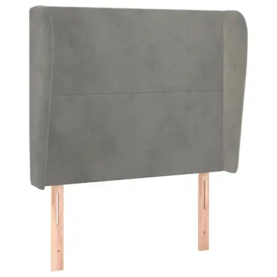 vidaXL Vzglavje z ušesi svetlo sivo 93x23x118/128 cm žamet