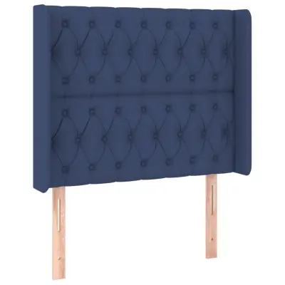 vidaXL Vzglavje z ušesi modro 103x16x118/128 cm blago