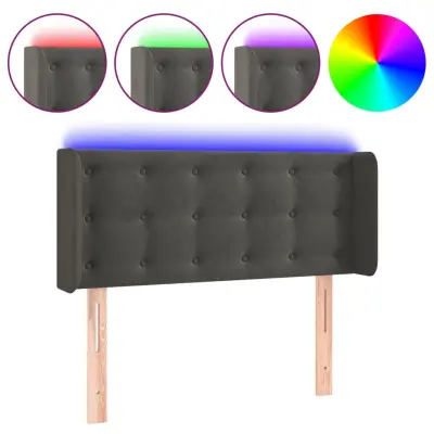 vidaXL LED posteljno vzglavje temno sivo 103x16x78/88 cm žamet