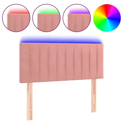 vidaXL LED posteljno vzglavje roza 100x5x78/88 cm žamet