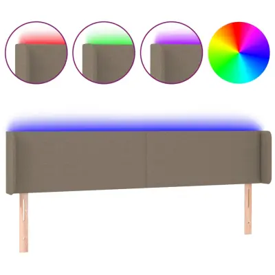 vidaXL LED posteljno vzglavje taupe 183x16x78/88 cm blago