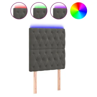 vidaXL LED posteljno vzglavje temno sivo 80x7x118/128 cm žamet