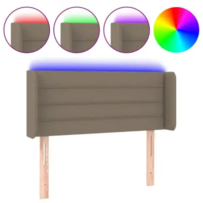 vidaXL LED posteljno vzglavje taupe 93x16x78/88 cm blago