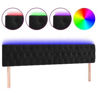 vidaXL LED posteljno vzglavje črno 180x7x78/88 cm žamet
