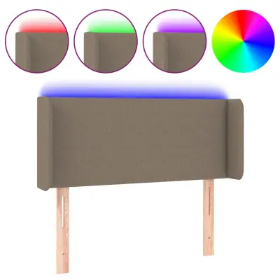 vidaXL LED posteljno vzglavje taupe 103x16x78/88 cm blago