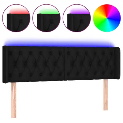 vidaXL LED posteljno vzglavje črno 163x16x78/88 cm blago