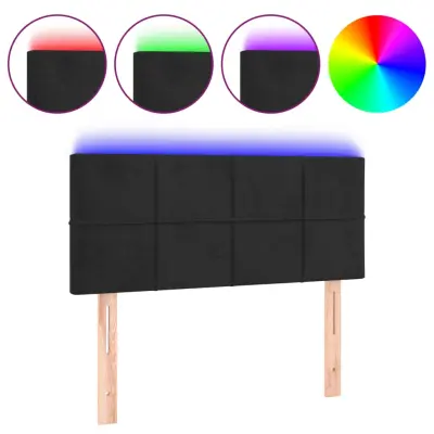 vidaXL LED posteljno vzglavje črno 100x5x78/88 cm žamet