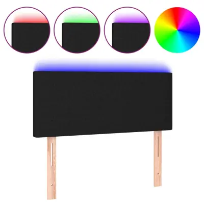 vidaXL LED posteljno vzglavje črno 90x5x78/88 cm blago
