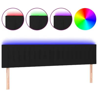 vidaXL LED posteljno vzglavje črno 180x5x78/88 cm blago