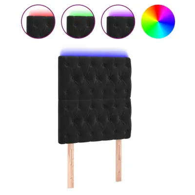 vidaXL LED posteljno vzglavje črno 80x7x118/128 cm žamet
