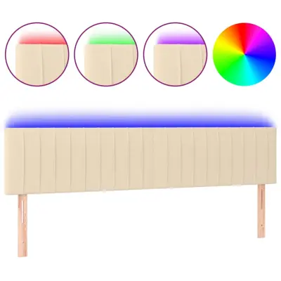 vidaXL LED posteljno vzglavje krem 180x5x78/88 cm blago