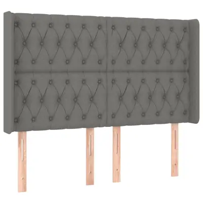 vidaXL Vzglavje z ušesi temno sivo 163x16x118/128 cm blago