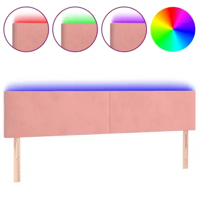 vidaXL LED posteljno vzglavje roza 160x5x78/88 cm žamet