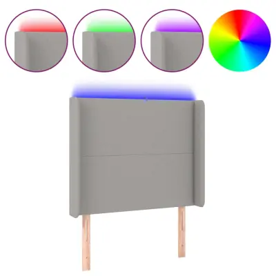 vidaXL LED posteljno vzglavje svetlo sivo 103x16x118/128 cm blago