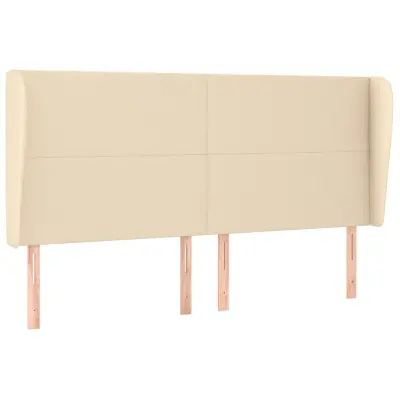 vidaXL Vzglavje z ušesi krem 183x23x118/128 cm blago