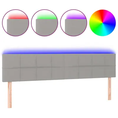 vidaXL LED posteljno vzglavje svetlo sivo 200x5x78/88 cm blago