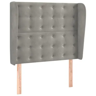 vidaXL Vzglavje z ušesi svetlo sivo 83x23x118/128 cm žamet