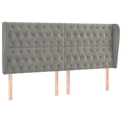 vidaXL Vzglavje z ušesi svetlo sivo 203x23x118/128 cm žamet