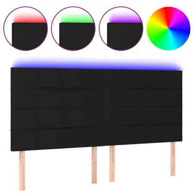 vidaXL LED posteljno vzglavje črno 180x5x118/128 cm blago