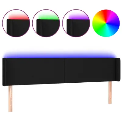 vidaXL LED posteljno vzglavje črno 163x16x78/88 cm blago