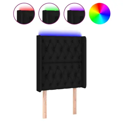 vidaXL LED posteljno vzglavje črno 83x16x118/128 cm blago